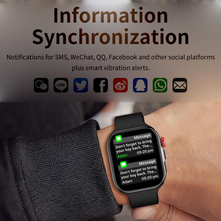 Black smartwatch on wrist displaying message notifications
