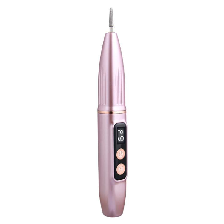 Rose gold rechargeable portable nail file with sanding head and digital display