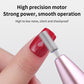 Rose gold rechargeable nail file with sanding bit on nail surface