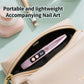 Pink rechargeable portable nail file in open zip pouch