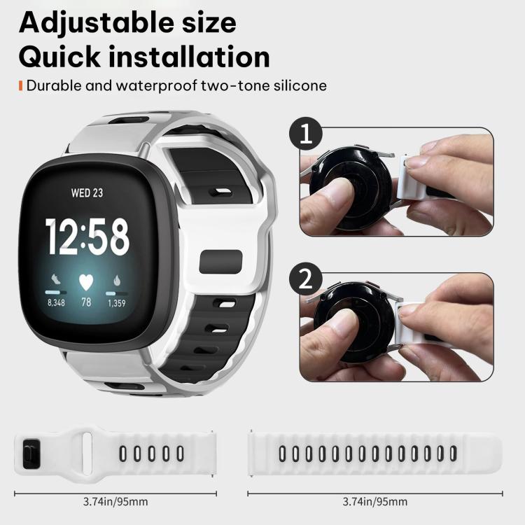 Two-tone silicone watch band with adjustable strap and quick-release fitting