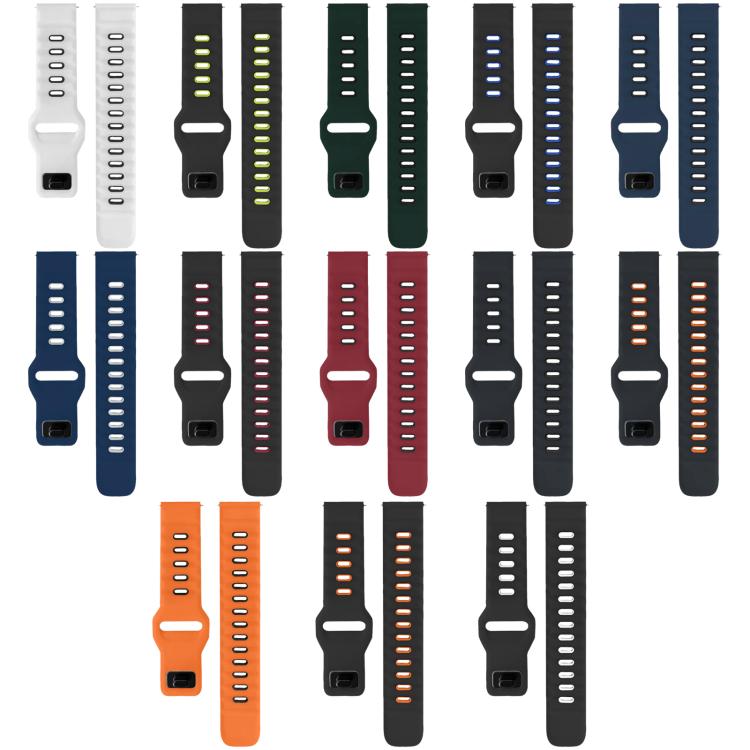 Assorted two-color silicone Fitbit watch bands in multiple colors