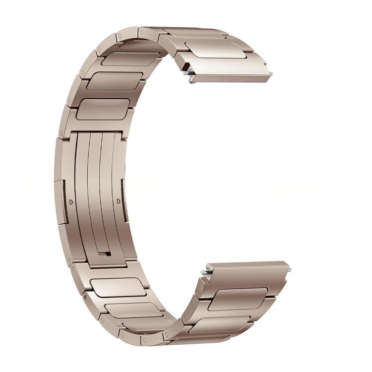 Reverse view of the gold titanium alloy watch band and fold-over clasp.