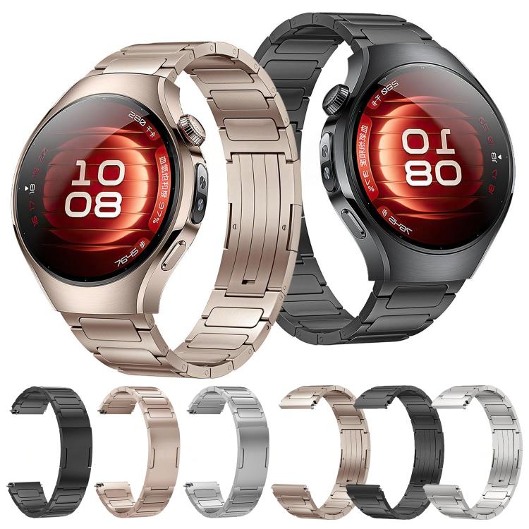 Titanium alloy watch bands in gold and black, with matching watches and color options.