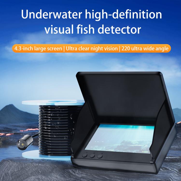Visual fish finder with 4.3-inch display and sensor camera on rocky surface