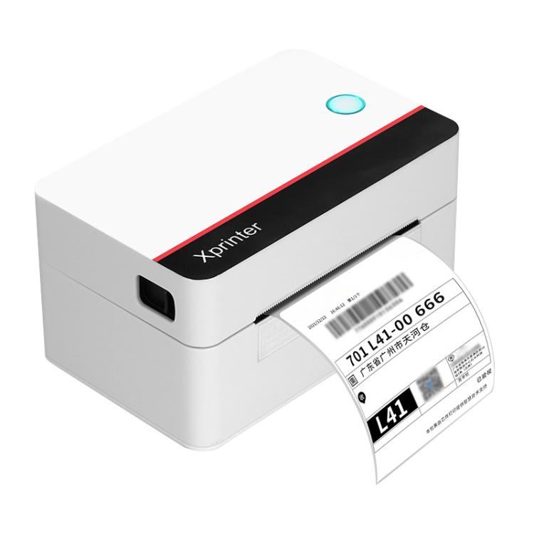 White Xprinter thermal label printer with label window and black top strip on the front.