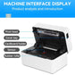 White thermal label printer with open cover showing print head and sensor area