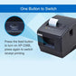 Black Bluetooth thermal label and receipt printer with front FEED button