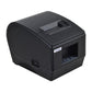 Black thermal label printer with left side panel and paper compartment