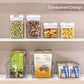 Transparent four-compartment organizer with removable dividers for pantry snacks and packages