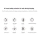 Wireless car charger safety protection icons on a plain background
