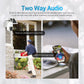 Wall-mounted white security camera with solar panel and front lens