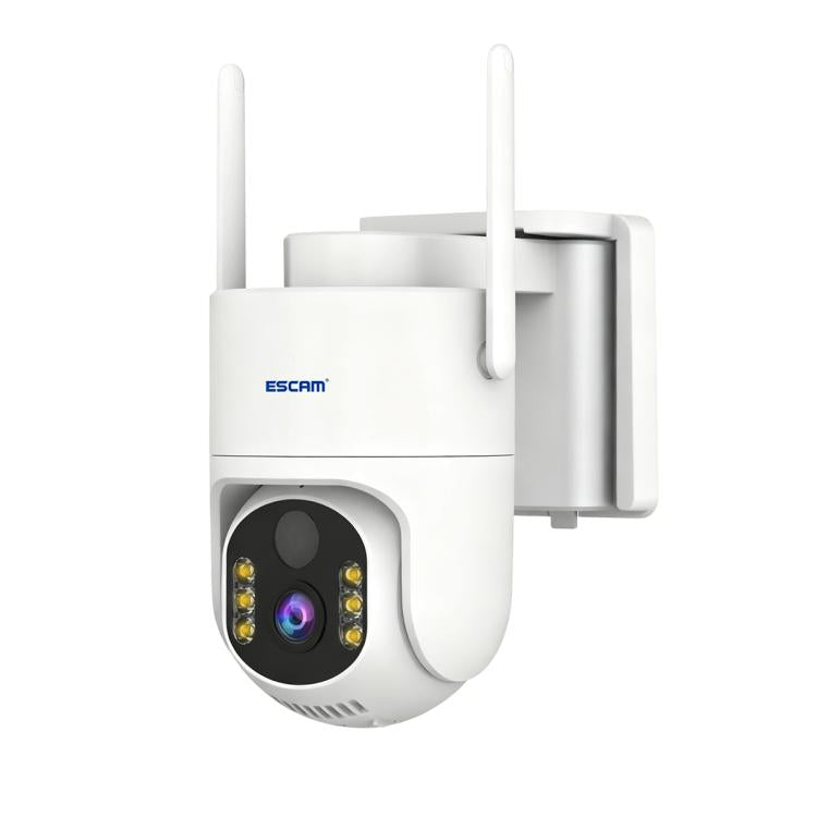 Wireless security camera with wall bracket and solar panel, white