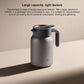 Titanium insulated kettle in matte silver with wide lid opening and side handle