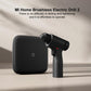 Black cordless brushless drill with bit chuck, resting on a case