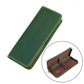 Green genuine leather square zipper pen pouch with contrast stitching and inner slots