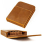 Crazy Horse leather pull-out fountain pen cap case, tan, open with interior slots