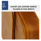 Brown crazy horse leather fountain pen cap with visible edge stitching