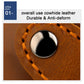 Brown crazy horse leather RFID card case with circular metal detail