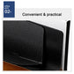 Black textured leather card case with open black aluminum box frame