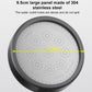 Large round shower head spray panel with many nozzle holes, dark gray