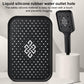 Square overhead shower head, black spray plate with many outlets and attached handle nozzle