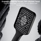 Square overhead shower head with black spray face and dense outlet holes