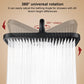Square overhead shower head spraying wide water stream from adjustable overhead mount