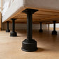 Black plastic furniture support leg with wide round base foot and central hole