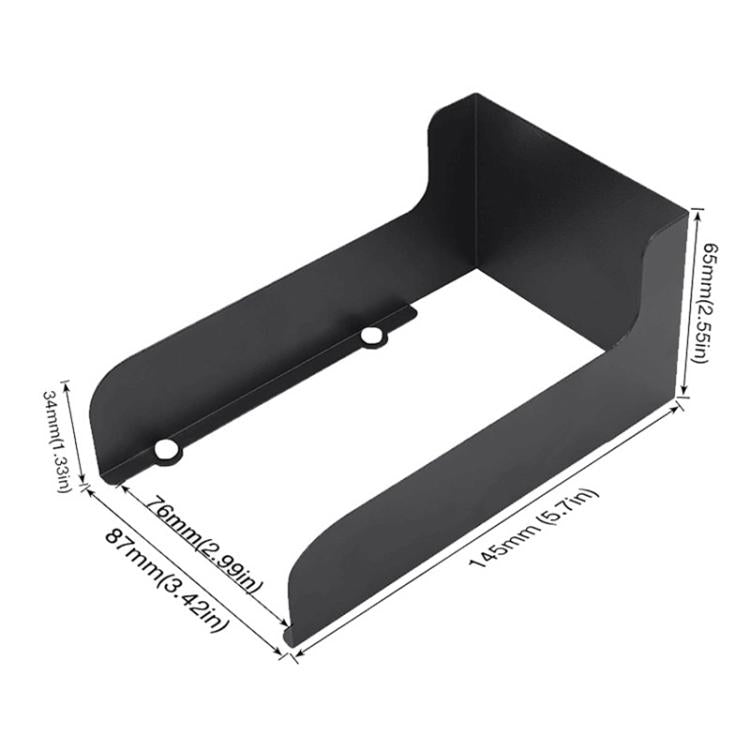 Black metal doorbell mounting bracket kit, curved protective frame with mounting holes