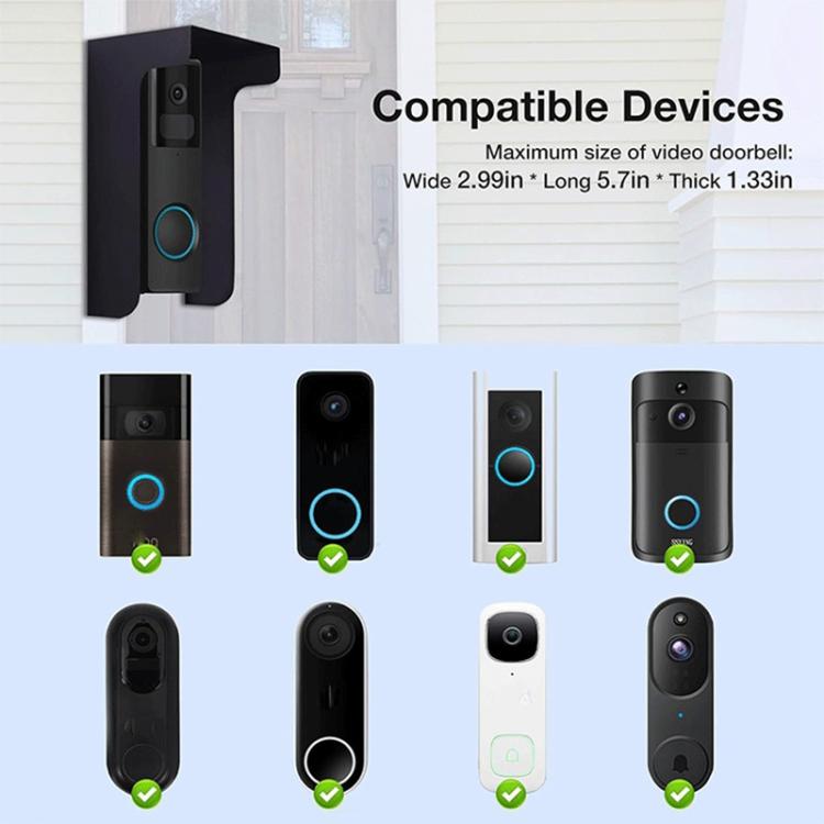 Doorbell protector cover compatibility layout with multiple doorbell devices and checkmarks