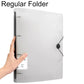 A4 translucent document folder, transparent white with four-hole rings and strap closure