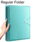 A4 translucent document folder, transparent green with four metal ring posts and strap closure