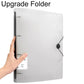 A4 translucent document folder, transparent white with four-hole rings and strap closure