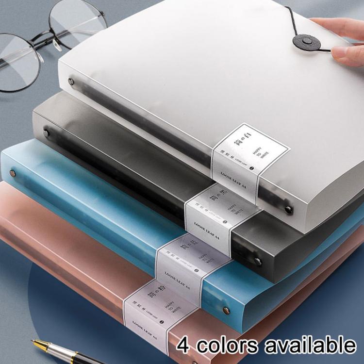 A4 four-hole document storage folder with transparent cover, secure spine fasteners