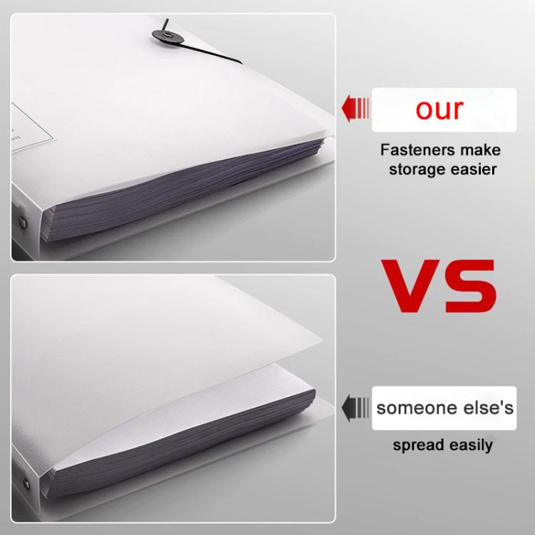 Closed A4 four-hole binder folder with two-cap fasteners for easier storage