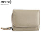 Beige RFID multifunction storage bag with front flap and zipper pull