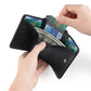 Black RFID multifunction storage bag with cards and cash visible inside