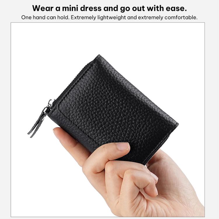 Black RFID multifunction storage bag held in hand with zipper flap
