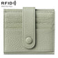 Light green genuine leather RFID multi-card buckle card bag with snap button closure