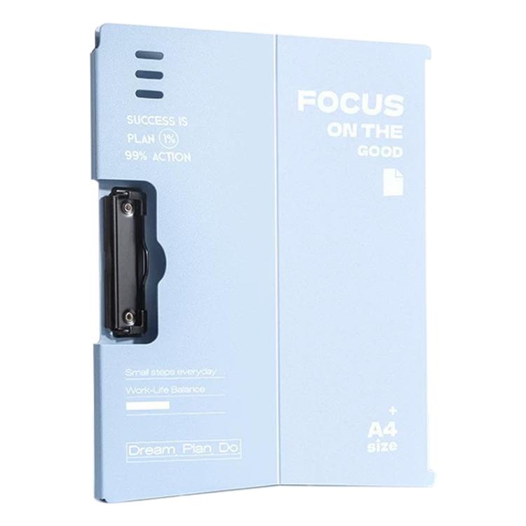 A4 standing file board writing pad, horizontal, light blue with black clip and A4 backing