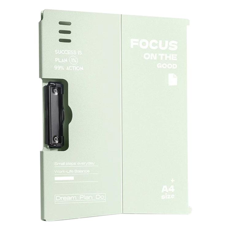 A4 standing file board writing pad, horizontal, light green with black clip and A4 backing