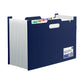 A4 portable file folder, multiple compartments, navy with index tabs and carry handle cutout