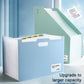 A4 file folder set with multiple compartments and labeled index tabs, light blue