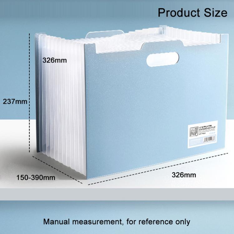A4 portable file folder with index tabs and carry handle, light blue