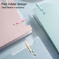 A4 file folder with built-in pen holder slot, light blue and pink