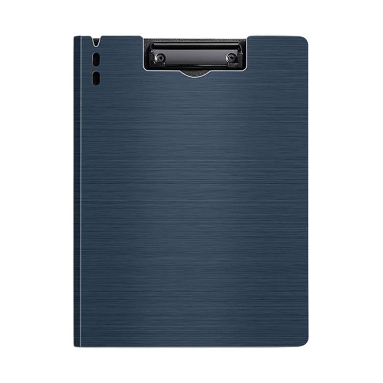 Dark blue A4 vertical foldable file board with metal clamp and pen slot