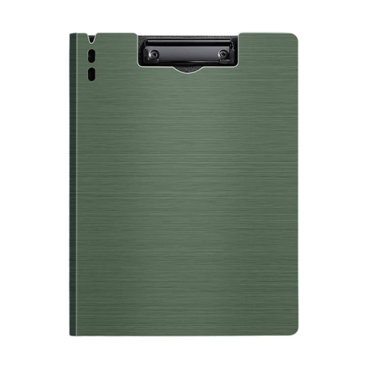 Dark green A4 vertical foldable file board with metal clamp and pen slot