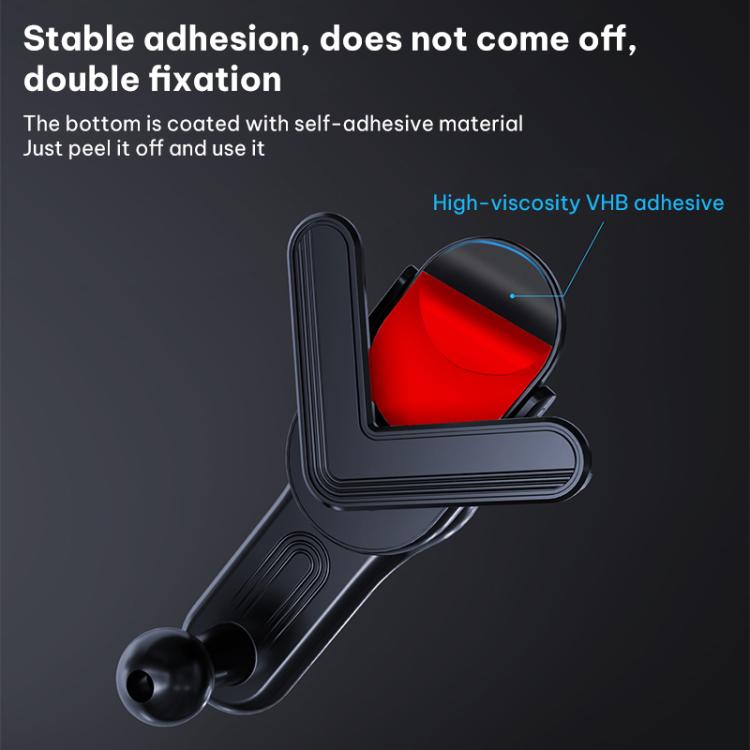 Black car phone holder base with adhesive-coated red suction pad screen grip