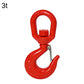 Red alloy lifting hook with safety latch pin, 3 ton capacity